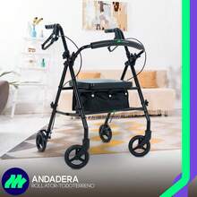 MEDICAL STORE Andadera Con Rueda De 6 Pulgada Rollator Andador De Acero Equipo De Rehabilitación Para Adultos Mayores Andador Rodante Para Personas Mayores Con Frenos De  Andador Plegable Para Apoyar A Una Persona Soporta hasta 135 Kg (Flama Verde) - Flama Rojo - Ver 8