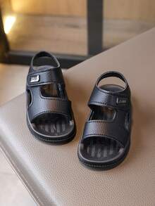 Infant Sandals, Unisex Fashion Versatile Non-Slip Durable Rubber Soft Sole Hook And Loop Toddler Sandals - Black - View 4