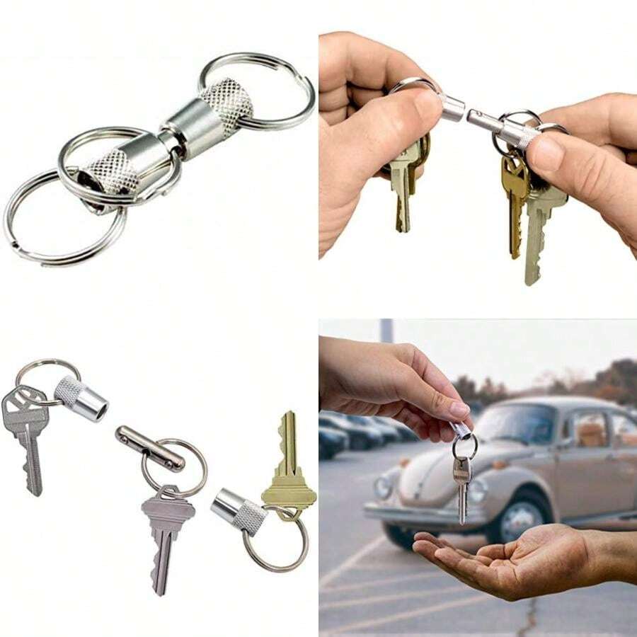 Lucky Line 3-Way Pull Apart Keychain,1 Pack, Red, Blue and Silver (71701)(Aluminio) - Multicolor - Ver 1