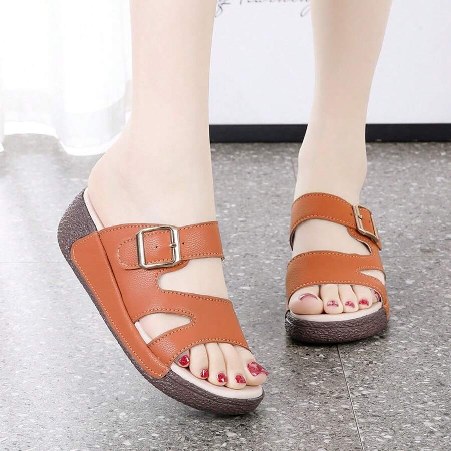 Dép lê đế cao cho nữ, dép lê đế dày thoải mái, dép xỏ ngón tiện dụng. - trái cam - Xem 1