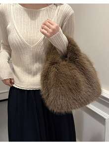 Hochwertige Plüsch Damen Handtasche, neue modische einfache Tasche, süße hochwertige vielseitige Großraumtasche