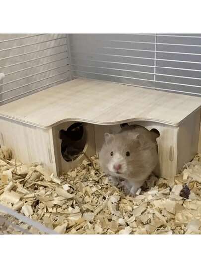 1pc Wooden Hamster Maze Adventure And Cozy Hideout - Exciting Exploration Route, Multiple Compartments, Provides Ultimate Playtime Experience For Your Pet, Small Pet Training Toy