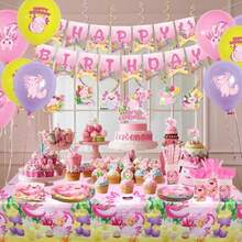 DPink Axolotl Birthday Party Decorations - Axolotl Party Plies Including Banner Plate Cake Topper Cup Napkin Balloon Tablecloth - Serves 20 - Pink - View 6