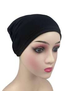 1 chiếc khăn trùm đầu thời trang màu trơn dành cho nữ, thích hợp để đội hàng ngày, ngủ, mùa hè, đi biển hoặc làm mũ. - Màu be - Xem 8