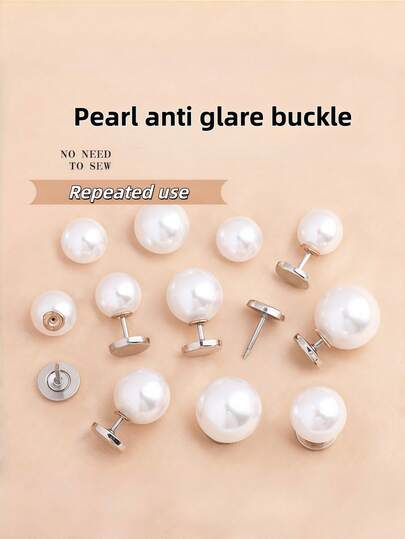 10PCS Sets Of Reusable Pearl Brooch Buttons - No Sew, Removable, And Versatile For Shirts, Coats, Dresses, And Crafts - White