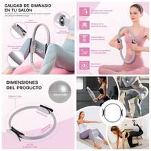 CHOICE Pilates Kit Casa Incluye Aro Pilates 25Pulgada, Pelota Pilates Pequea y 1 Paar Calcetines de Yoga, Anillo y Pelota Chica 25cm de Yoga, para Tonificar Los Msculos de Brazos y Muslos - GRIS - Ver 1