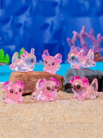 10个迷你树脂墨西哥钝口螈，配珊瑚，各种微型动物模型，小型蝾螈摆件，散装，适用于微型仙女花园景观配件、隐藏式工艺品装饰、仙女花园景观DIY水族箱生日派对装饰