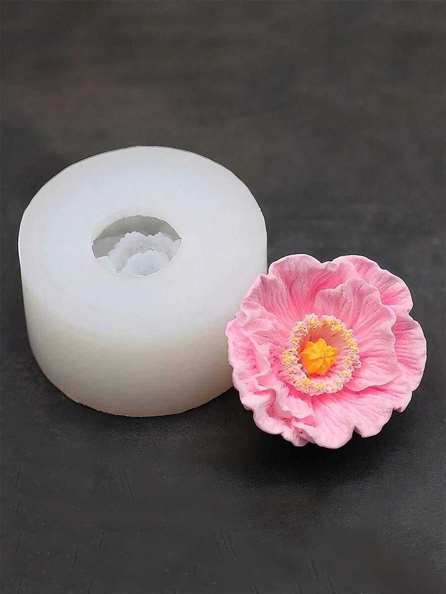 DIY 3D牡丹花苞硅胶蜡烛模具 罂粟花香薰石膏皂粘土制作模具 手工汽车香石石膏皂花树脂硅胶模具 花卉设计家居装饰模具 - 白色 - 查看 1