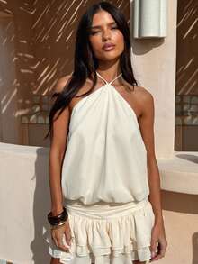 Women Gothic Dress Slim Long Flare Sleeve Side High Split Long Dress Halloween Witch Costume - 白色 - 查看 4