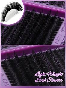 CMAYOME 640片/組簇狀捲翹假睫毛，打造濃密蓬鬆自然眼妝，大容量單根簇狀睫毛膏收納盒，質地柔軟持久，DIY狐狸眼分段式睫毛接長眼妝套組 - 紫色 - 查看 8