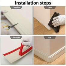 1 件 3.85 英寸宽 x 78.7 英寸长 易于安装的自粘式 NBR 踢脚线，柔性底板装饰 - 自粘乙烯基墙面和凹槽踢脚线，现代设计，适用于厨房橱柜和台面边缘，家居装饰 | 简洁线条装饰 | 自粘装饰，厨房装饰和配件，适用于墙面，家居（米色） - 彩色 - 查看 8