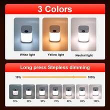 Luz nocturna LED con control remoto, lámpara de mesita de noche con carga USB, luz ambiente de mesita de noche - Blanco - Ver 7