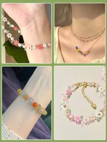 1 Set DIY Beading Needles, Includes Middle Hole Beading Needles, Thin Long Seed Bead Needles, Jewelry Making Tools For Bracelets, Necklaces (Random Color Accessories)