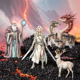 15pcs/Pack Vintage Medieval Cartoon Character Landscape Collage Stickers, DIY Scrapbooking Stickers, Retro Dinosaur, Fairy, Castle Collage Decoration Materials, Stationery Supplies