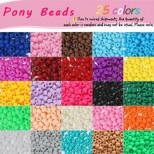 100/200/1850pcs Mixed Color Pony Beads, Acrylic Pony Loose Spacer Beads With Big Hole For Jewelry Making, DIY Handmade Bracelet Necklace Keychains Crafting Accessories