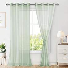 Hiasan Set Of 2 Sheer Voile Curtains Living Room With Eyelets Curtains Panel Curtains Transparent Airy Decorative Curtain For Bedroom 240 X 140 Cm (H X W) White - 鼠尾草綠 - 查看 12