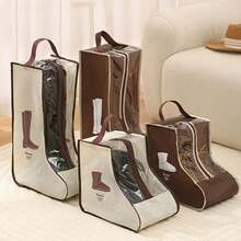 1 geantă de depozitare pentru cizme din material textil cu mâner, organizator de pantofi anti-praf, ambalaj portabil pentru încălțăminte pentru bărbați și femei, pentru casă și călătorii, husă pliabilă pentru pantofi agățată - Multicolor - Vizualizare 3