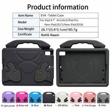 Apple 卡片夹 1 件黑色拇指握把夹，高品质 EVA 防震防摔平板电脑保护套