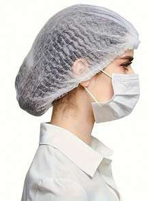 100 piezas de gorros de chef desechables - Elásticos y transpirables, cómodos de usar, adecuados para cocinar, procesar alimentos u uso hospitalario - Blancos, de tela no tejida, con banda elástica en la cabeza para asegurar un ajuste - Multicolor - Ver 3