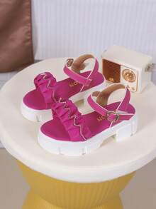 1 Pair Children's PU Leather Thick Sole Casual Slippers, Suitable For Summer - Hot Pink - View 7