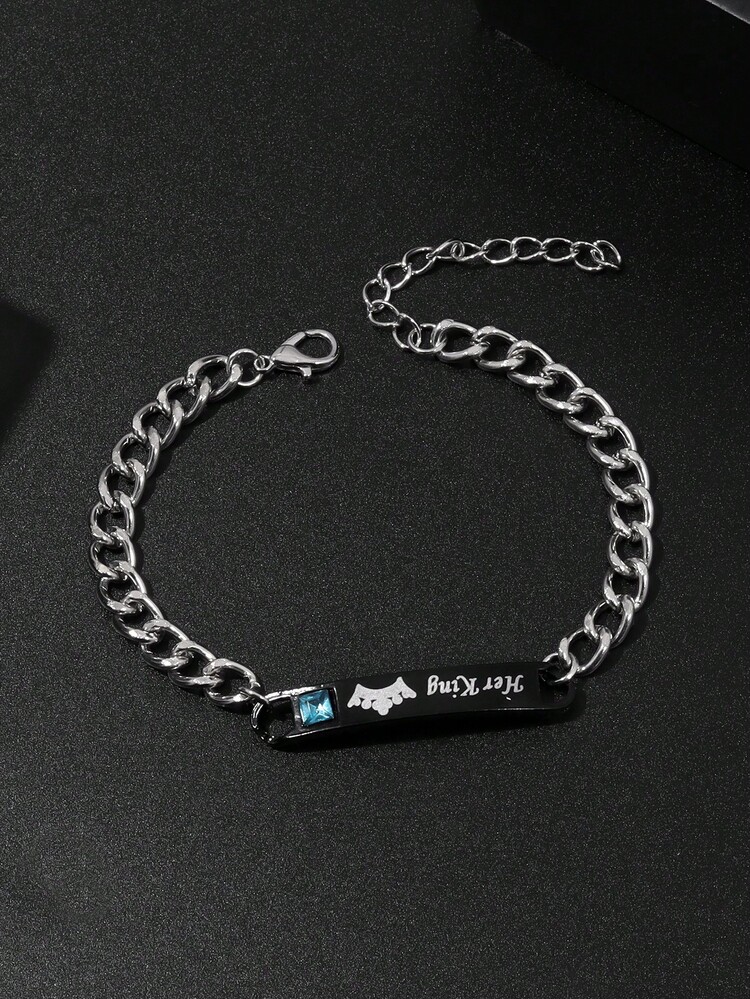 2pcs/Set Fashionable Business Men's Round Black Steel Band Quartz Watch, Paired With Zirconia Diamond Bracelet Combination Gift Set, Suitable For Holidays, Parties, Business And Daily Wear - Black - View 7