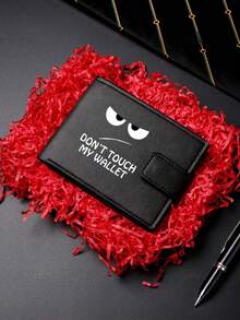 Fashionable Faux Leather Wallet - Compact Zipper Card Holder With Coin Pouch, Snap Closure Card Case, "Don't Touch My Wallet" Design, Ideal For Daily Use - one-size - View 1