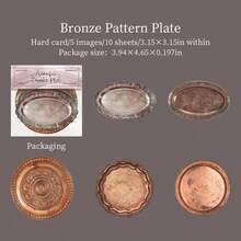 10 buc/pachet vintage Faux farfurie antică peisaj colaj Washi autocolant pachet, farfurie aurită estetică, placă de lemn colaj material decorativ, scrapbooking, autocolante planificator, consumabile papetărie consumabile scrapbooking