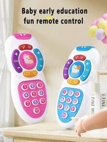 Baby Learning Phone And Remote Control Toy For Toddlers, Pink And Blue Smartphone Toy With Music, Suitable For Babies, Kids, Girls, Holiday Christmas, Birthday Gift - 粉色 - 查看 3