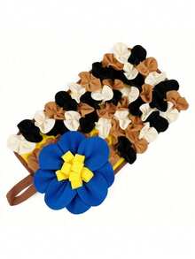 Tapis de recherche pour animaux de compagnie en forme de rectangle avec des bandes de tissu en forme de fleurs. Jouet interactif stimulant l'intelligence pour lapins et hamsters. Conception de stimulation mentale amusante et unique pour renifler - Bleu ciel - Voir 7