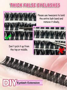 Asiteo 540/570pcs Russian Lash Extensions Kit Spikes Lash Individuals 3D Volume Eyelash Clusters D-Curl Lash Clusters Kit 10-18MM ,Spike Lashes Individual Lash Clusters, Multi-Type Look, Spikes/80D Individual Soft DIY Eyelash Extension At Home - D - View 5