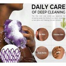 African Net Sponge Authentic - Exfoliating Back Scrub Bath Sponge With Knots - Afro Scrub Body Scrubber Exfoliator Washcloth - African Body Care Daily Use Shower Essentials2025 - Màu tím - Xem 4
