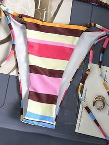 两件套卡通几何印花休闲可爱优雅性感波西米亚风系带比基尼，适合海滩度假、春夏假期 - 彩色 - 查看 6