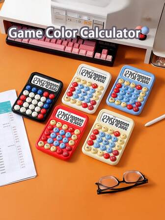 1pc Game-Themed Calculator, 12-Digit Large Display, ABS Material, Mushroom-Texture Keypad, 15° Natural Tilt, Suitable For Home, Decoration, Collection, Retail, And School Use