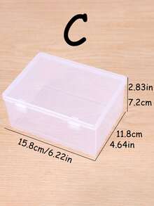 1 件长方形渔具透明塑料收纳盒，带翻盖的工艺品配件组件工具容器，用于文具、电子元件、五金零件、玩具收纳的透明塑料盒 - 無色 - 查看 9