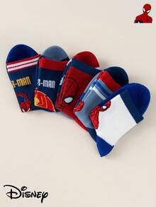 Marvel 5/10 Pairs Spider-Man Themed Kids Socks, Featuring Superhero Prints, Breathable & Soft For Casual Everyday Wear - Brown - View 7