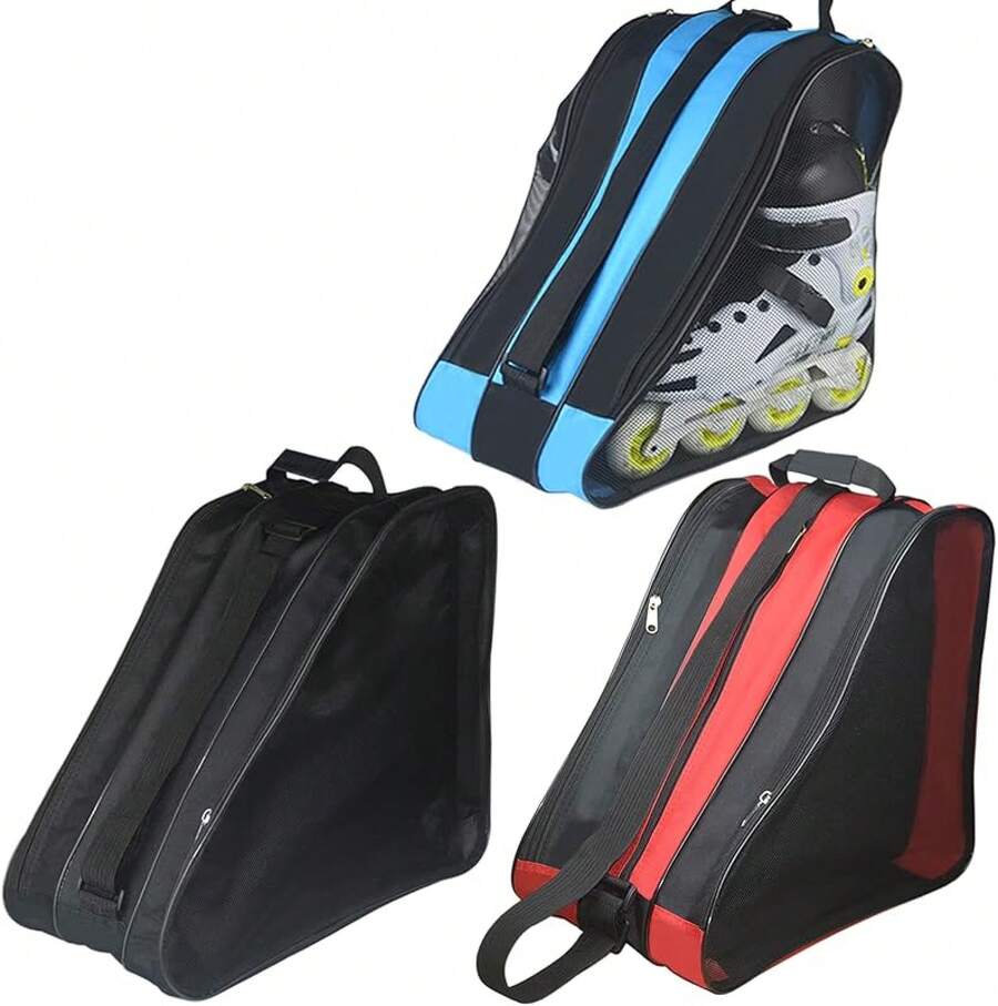Gooyule Ice Skate Bag - Large Capacity Skating Bag Fits Quad, Inline And Most Roller Skates - Đen + Xanh + Đỏ - Xem 1