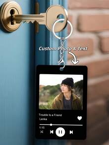 1pc Customized Photo & Song Title Acrylic Keychain, Fashionable Design, Suitable For Music Lovers, Anniversary, Birthday, Wedding, Personalized Gift, High-Quality Accessory - Multicolor - View 2
