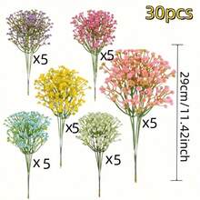 精美人造满天星花，6/24/30/48支装，高品质浪漫仿真花，适用于室内家居装饰、婚礼中心摆设、周年庆典、母亲节礼物、春夏季节装饰，室内外均可使用。 - 彩色 - 查看 5