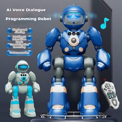 1 Set de Juguete Robot Inteligente para Niños con Función de Control de Voz - Robot Programable de Diálogo de Voz Interactivo - Control de Gestos, Control Remoto, Cantar y Bailar Juguete Interactivo, Función de Aprendizaje Temprano, Juguete Educativo para Niños y Niñas