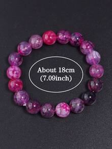 1 pieza Pulsera de ágata de veta de dragón rojo rosa para mujeres y hombres, joyería curativa redonda para yoga y meditación Plusera unisex de 6 8 10 mm, estabilidad, coraje, vitalidad - Rosa Fucsia - Ver 6