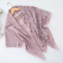 1条女士新款110*110厘米大方巾，花卉印花，波浪边，巴厘岛雪纺，印尼方形头巾披肩 - 方巾1201-1 - 查看 20