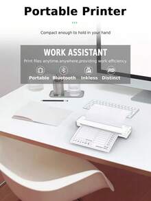 1pc Portable Thermal A4 Home Printer, Wireless Office Small Student Mini Printer, Thermal No Ink, Black & White Printing, One-Key Printing, 2000mAh Large Capacity Battery, Type-C Charging, Supports 18 Languages, Exquisite Gift For Friends And Family On Christmas, New Year, Birthday - Multicolor - View 2