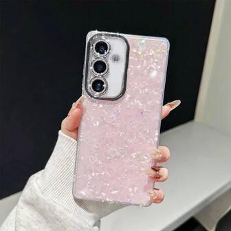 1 st för Galaxy A06 A15/A16/A17/A26/A35/A36/A55/A56/A25/A26/A54 laserhjärtformat telefonskal, kan även användas för S23 / S23 FE/S24 FE/S25 / S25Ultra/S25 FE diamantbesatt finhålslins telefonskal, skalmönster telefonskal, stötsäkert skyddande fodral, modernt telefonskal