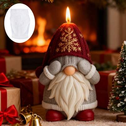 1pc Warm Santa Claus Shaped Silicone Mold, Detailed Beard & Snowflake Pattern, Reusable For Making Scented Candles, Resin/Gypsum Decor, Ideal For Christmas Holiday Home Decoration. The Joyful Design Adds Festive Cheer And Blessings When Lit.