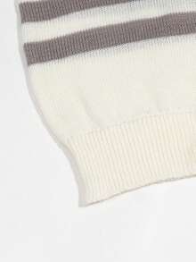 Áo len ngắn tay cổ tròn kiểu dáng thể thao tối giản, kẻ sọc số, phong cách sinh viên, unisex, mẫu mới Xuân/Hè của ANDREILEE - trắng - Xem 7