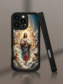 Religious Style Sheep Hugging Angel Pattern Phone Case Compatible With Apple 17, 16, 15, 14, 13, 12, 11, XS, XR, X, 7, 8 Mini, Plus, Pro, Max, SE And Series. Made Of TPU Material, Providing Protection, Minimalist Appearance, Suitable For Boys And Girls