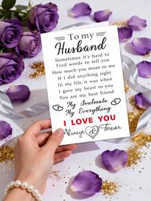 浪漫情人节贺卡，送给丈夫、男友、男士的甜蜜周年纪念卡 | 专属他的生日贺卡 | 完美的情人节礼物 - 1张 - 彩色 - 查看 7