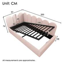 Upholstered Daybed 90x190 Cm, Daybed Sofa Bed With Hydraulic Storage, Children's Bed With Metal Slatted Base, Velvet, Pink, Without Mattress - Pink - View 8