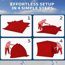 Insulated Ice Fishing Shelter 6-8 Person, Quick Setup Portable Hub Tent, Windproof Thermal Shanty For Winter Ice Fishing With Carry Bag - Red - View 2