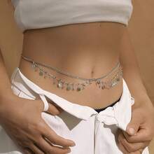 Sexy Chain, Rhinestone Bikini Waist Chain, Multi-Layer Body Chain, Butterfly Metal Tassel Waist Chain (Women) - Multicolor - View 2